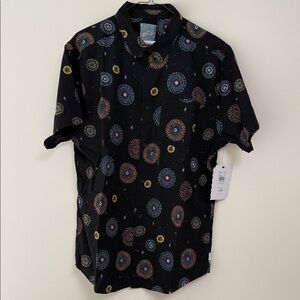 RVCA Black Firework Pattern Men's Shirt